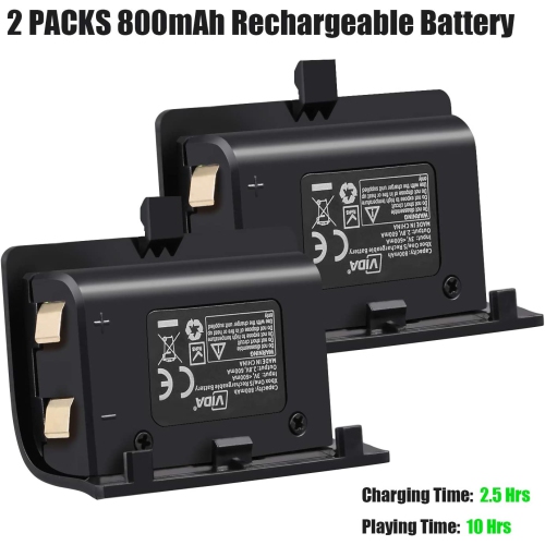 Chargeur de manette pour Xbox One, station de recharge double Xbox One/One S/One Elite et 2 batteries rechargeables pour deux manettes sans fil