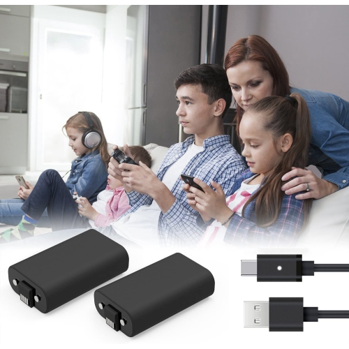 Xbox One Battery Pack, 2 1200 mAh Rechargeable Batteries and 5FT Micro USB Cable with LED for Xbox One/X/S/Elite