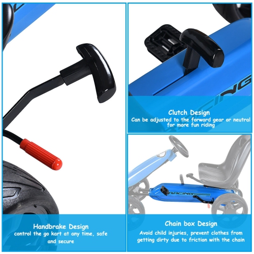 Costway Go Kart Kids Ride On Car Pedal Powered 4 Wheel Racer Stealth Outdoor Toy