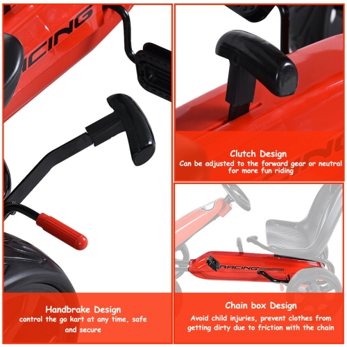 Costway Go Kart Kids Ride On Car Pedal Powered 4 Wheel Racer Stealth Outdoor Toy