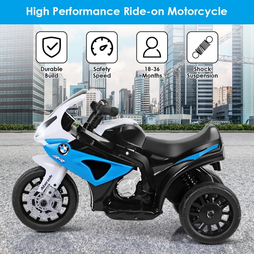 Costway Kids Ride On Motorcycle BMW Licensed 6V Electric 3 Wheels Bicycle w/ Music&Light
