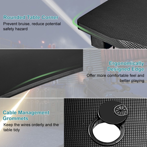 Costway Gaming Desk Computer Desk Table w/Cup Holder & Headphone Hook Gamer Workstation