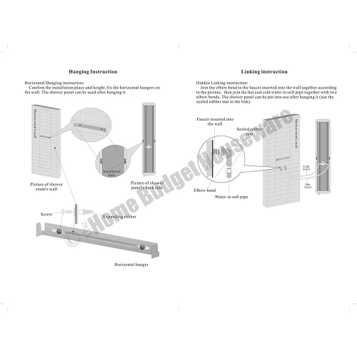 Blue Ocean 52” Aluminum Shower Panel Tower with Rainfall Shower Head