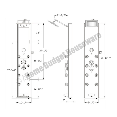 Blue Ocean 52” Aluminum SP787392B Shower Panel