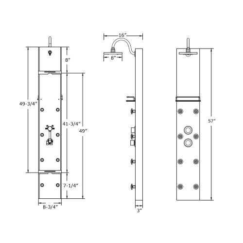 "Blue Ocean 57” Stainless Steel Thermostatic Shower Panel