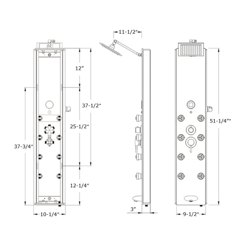 Blue Ocean 52"" Aluminum Shower Panel with Shower Head