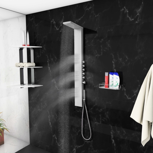 Blue Ocean 65” Stainless Steel Thermostatic Shower Panel with Shower Head