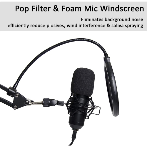 navor Condenser Microphone Combo, Cardioid Professional PC Mic Kit with Adjustable Mic Suspension Scissor Arm, Shock Mount and Pop Filter for Studio