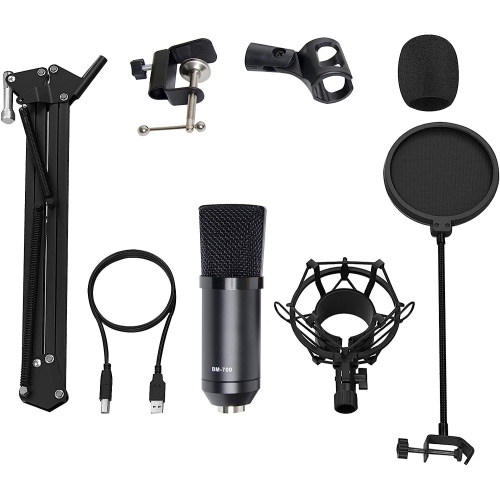 navor Condenser Microphone Combo, Cardioid Professional PC Mic Kit with Adjustable Mic Suspension Scissor Arm, Shock Mount and Pop Filter for Studio