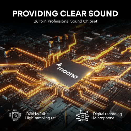 Microphone USB, PC portable 192kHz/24bit de MAONO, kit microphone cardioïde métal, condensateur de baladodiffusion, avec chipset audio professionnel