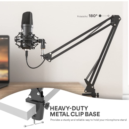 Microphone USB, PC portable 192kHz/24bit de MAONO, kit microphone cardioïde métal, condensateur de baladodiffusion, avec chipset audio professionnel