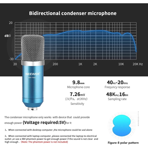 navor USB Microphone for Windows and Mac with Suspension Scissor Arm Stand, Shock Mount, Pop Filter, USB Cable and Table Mounting Clamp Kit for