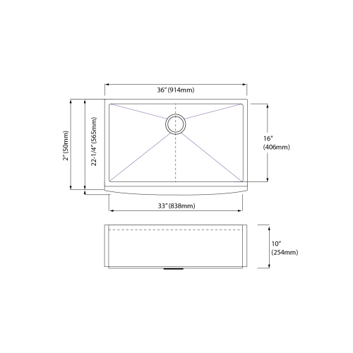 Blue Ocean 36" 16 Gauge Stainless Steel Single Bowl Apron Kitchen Sink with FREE Grid and Strainer