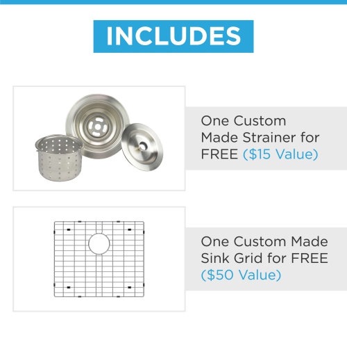 Blue Ocean 36" 16 Gauge Stainless Steel Single Bowl Apron Kitchen Sink with FREE Grid and Strainer
