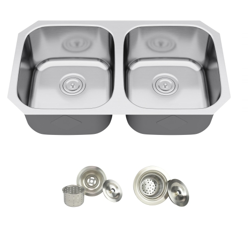 Blue Ocean 32 1/4" 16 Gauge Stainless Steel Undermount Kitchen Sink with FREE Strainer