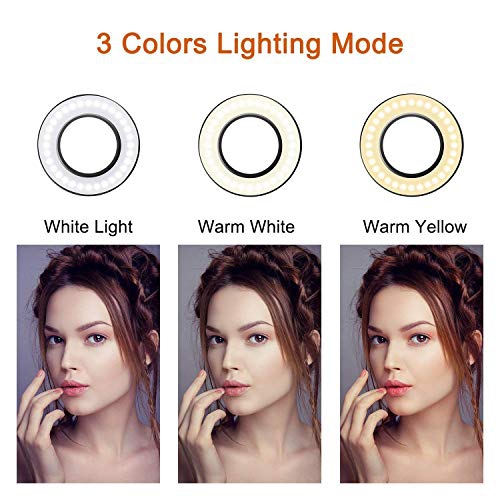 Selfie Ring Light with Cell Phone Holder Stand for Live Stream & Makeup Including Selfie Remote Shutter , UBeesize LED