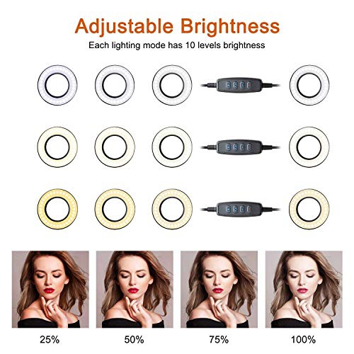 Selfie Ring Light with Cell Phone Holder Stand for Live Stream & Makeup Including Selfie Remote Shutter , UBeesize LED