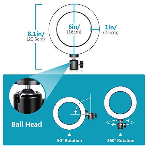 Neewer LED Ring Light 6-inch for YouTube Video Live Streaming Makeup Selfie, Desktop Mini USB Camera LED Light