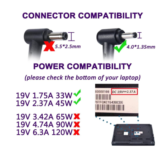 Laptop Power Supply 45W Notebook Charger for Asus UX330 UX330U UX360 UX360C UX305 UX305C X540 X541 F553 F553M F556 F556U F302 K556 K556U Taichi 21 31