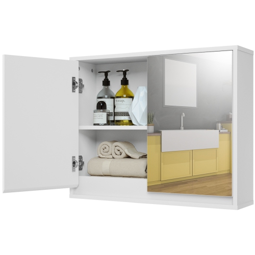 Costway Wall Mounted Bathroom Storage Cabinet Organizer Shelf W/Double Mirror Door White