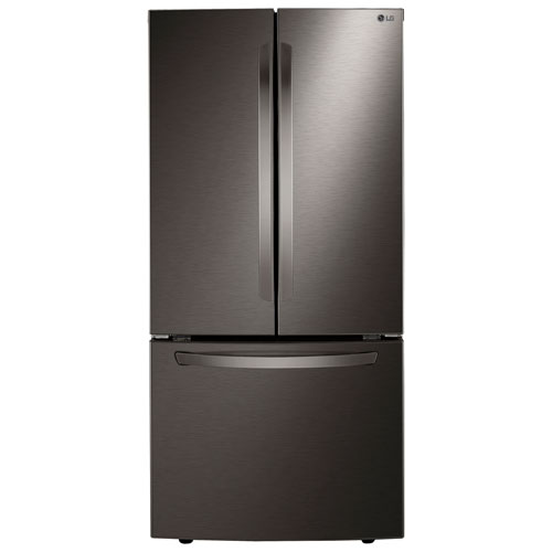 Réfrigérateur à deux portes 25,1 pi³ 33 po avec distributeur de glace de LG - Inox noir