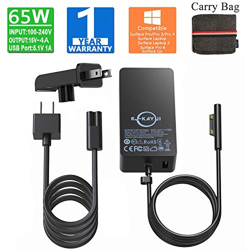 Surface Laptop Surface Pro 4 Charger, 65W-15V-4A Power Supply Compatible Microsoft Surface Pro 4 Surface Laptop Surface