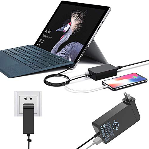 Surface Laptop Surface Pro 4 Charger, 65W-15V-4A Power Supply Compatible Microsoft Surface Pro 4 Surface Laptop Surface
