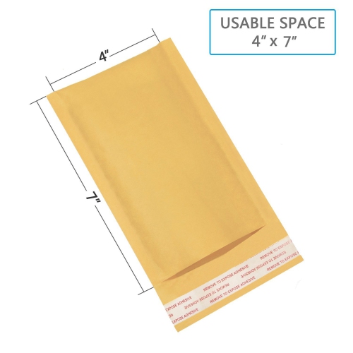 HBlife 4x8 Inches Kraft Bubble Mailers Self Seal Padded Envelopes Shipping Envelopes Mailing Bags, Pack of 50