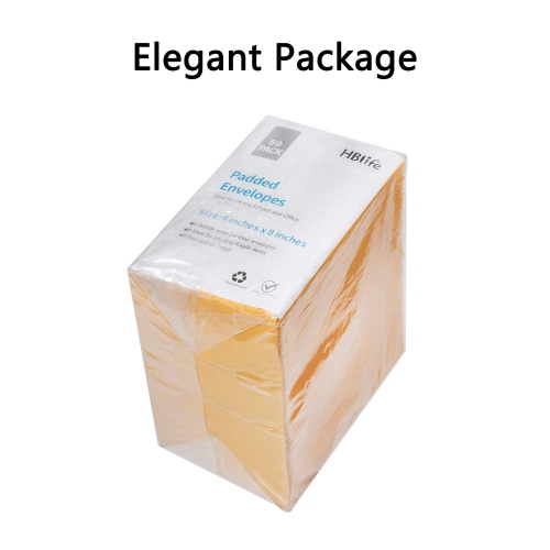 HBlife 4x8 Inches Kraft Bubble Mailers Self Seal Padded Envelopes Shipping Envelopes Mailing Bags, Pack of 50