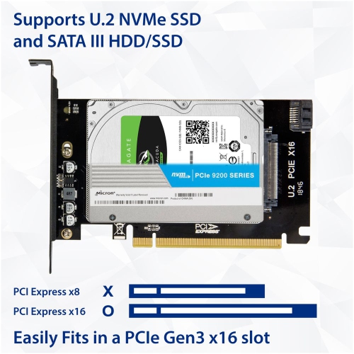 2.5-inch U.2 NVMe drive to PCI Express x16 Slot card or SATA III SSD/HDD PCI Mount