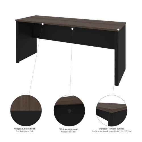 Bestar Connexion Narrow desk shell - Antigua & Black