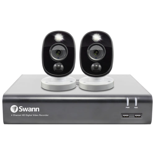 Swann Wired 4-CH 1TB DVR Security System with 2 Bullet 1080p Cameras - Grey/White - Only at Best Buy