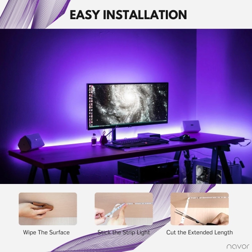 LED Strip Light Kit 16.4ft/5m Flexible Color Changing RF Remote Led Lights Strips 5050 RGB Rope Light with 44 Key Controller