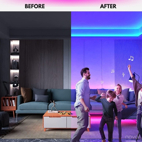 LED Strip Light Kit 16.4ft/5m Flexible Color Changing RF Remote Led Lights Strips 5050 RGB Rope Light with 44 Key Controller