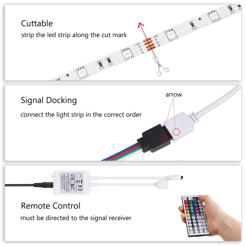 LED Strip Lights with Remote 5M 16.4 Ft 5050 RGB 150LEDs Flexible Color Changing Full Kit with 44 Key Remote Controller