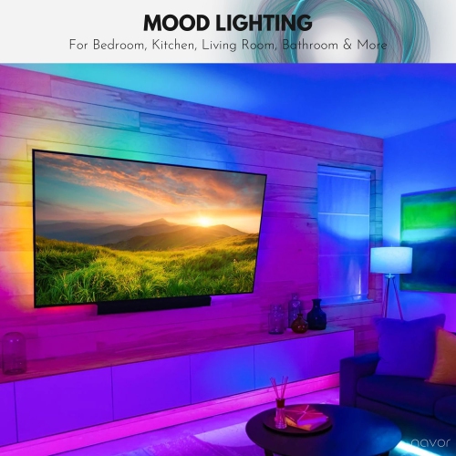 Bande lumineuse DEL de 32,8 pi avec 6 modes d’éclairage - 300 DEL RVB, cordon lumineux, 44 touches, télécommande IR, bande DEL étanche IP65 à