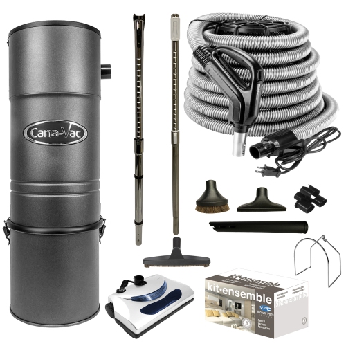 Cana-Vac CV687 Central Vacuum - Reliable Flow-Thru Motor Up to 6,000 Sq Ft.- with Basic Electric Package (35 FT)