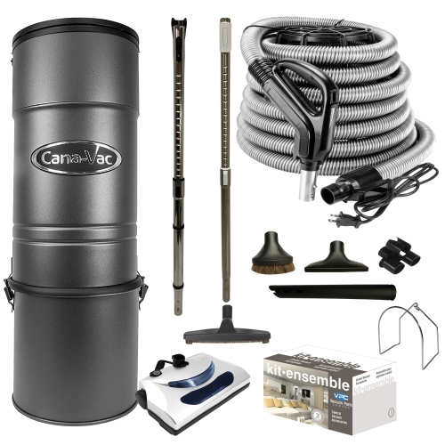 Cana-Vac CV587 Ethos Series Central Vacuum - Reliable Flow-Thru Motor Up to 3,500 Sq Ft.- with Basic Electric Package (35 FT)