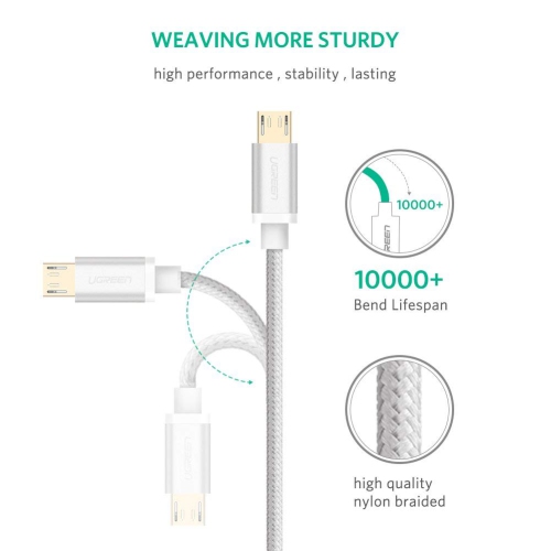 Micro USB Cable Nylon Braided Fast Quick Charger USB to Micro USB 2.0 Android Charging Cord