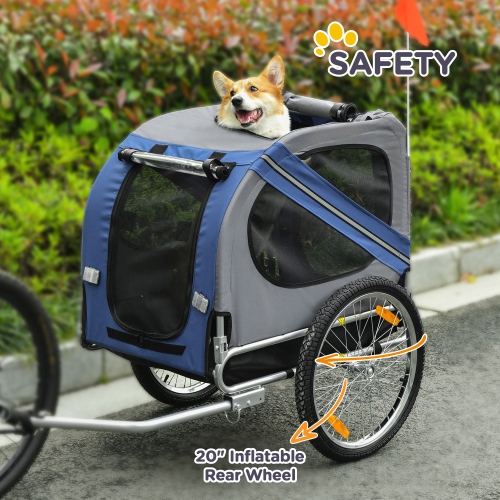 Remorque à vélo pour chien d'Aosom, chariot pour animal de compagnie, chariot à vélo, chariot de voyage, accessoire de porte-bébé avec attelage,