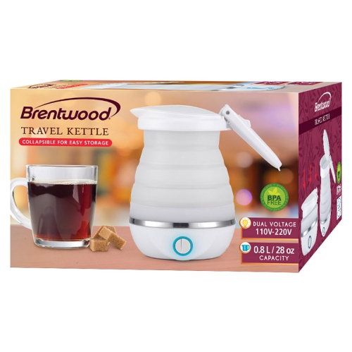 Brentwood 0.8L Collapsible Travel Kettle, White