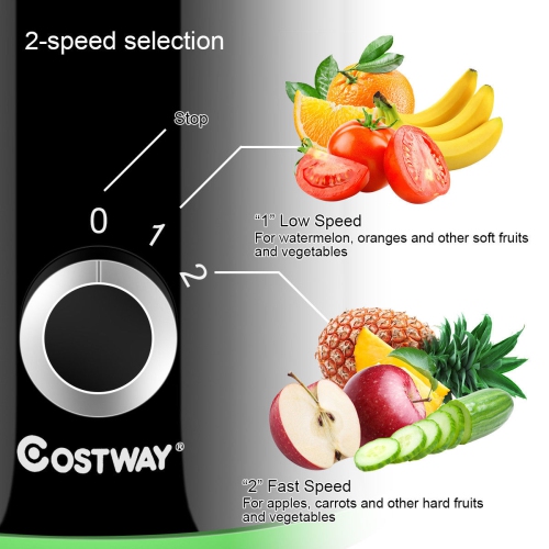 Costway Electric Juicer Wide Mouth Fruit & Vegetable Centrifugal Juice Extractor 2 Speed