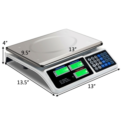 Costway 66Lbs Digital Weight Scale Price Computing Retail Count Scale Food Meat Scales