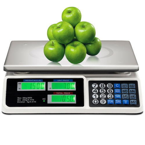 Costway 66Lbs Digital Weight Scale Price Computing Retail Count Scale Food Meat Scales