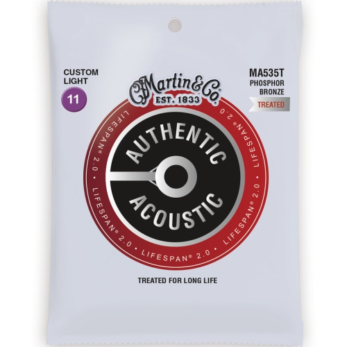 Cordes de guitare acoustique 2.0 durée de vie de Martin Authentic - 92/8, éclairage personnalisé