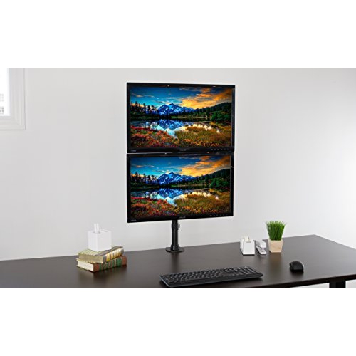VIVO Dual Computer Monitor Desk Mount Stand Vertical Array for 2 Screens up to 27 inches