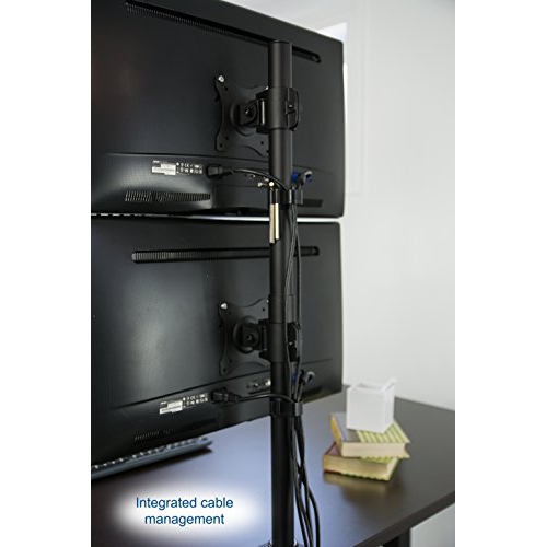 VIVO Dual Computer Monitor Desk Mount Stand Vertical Array for 2 Screens up to 27 inches