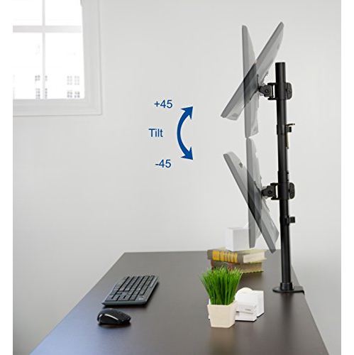 VIVO Dual Computer Monitor Desk Mount Stand Vertical Array for 2 Screens up to 27 inches