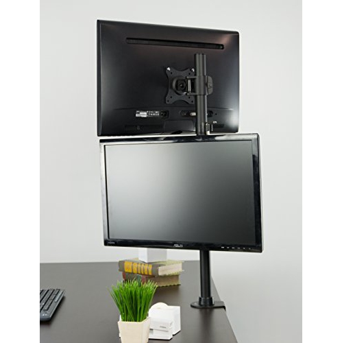 VIVO Dual Computer Monitor Desk Mount Stand Vertical Array for 2 Screens up to 27 inches