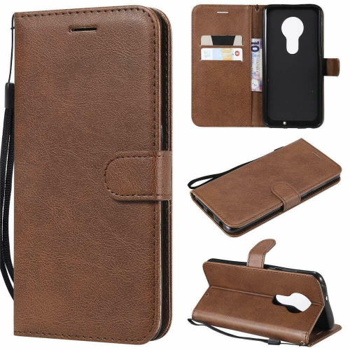 【CSmart】 Magnetic Card Slot Leather Folio Wallet Flip Case Cover for Motorola Moto G7 Power, Brown